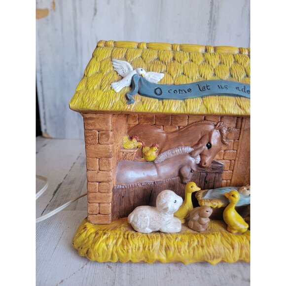 BB vintage ceramic nativity scene stable animals Jesus Xmas home decor - Picture 2 of 11